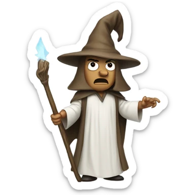 man with white pointy wizard hat/robe, angry sticker