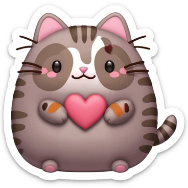 red heart pusheen sticker