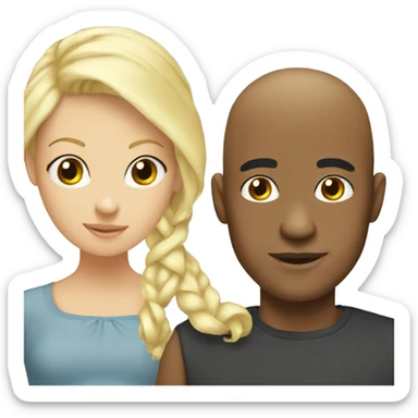 Bald black guy with two blonde girl couple  sticker