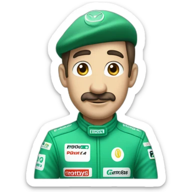 Luigi in a Mercedes AMG Petronas racing suit sticker