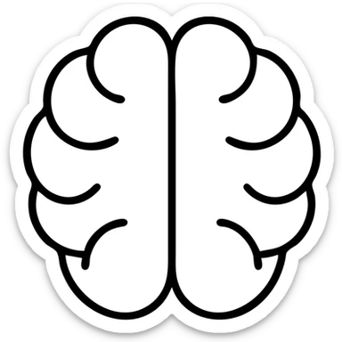 outlined icon of a brain with no fill sticker