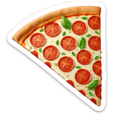 Italian cuisine HUMANLESS avatar in bright emoji-style illustration. Pizza slice or pasta, red green colors, simple shapes, flat design, cheerful and expressive. sticker