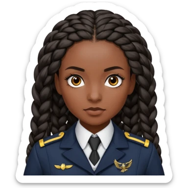 Create a realistic portrait of Bianca Barclay with dark braided hair, Nevermore uniform & confident gaze. sticker