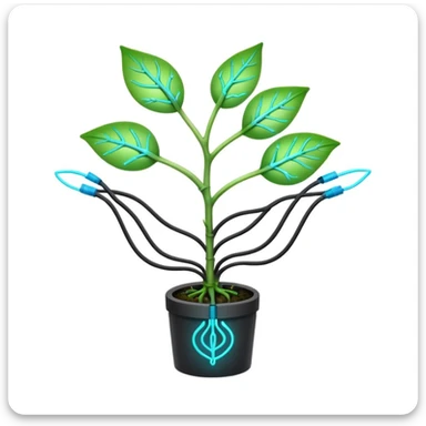 plant sprout with glowing circuit lines sticker
