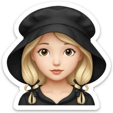 pretty girl wearing a black bonnet sticker