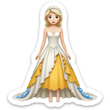 woman ripped wedding dress standing on foot sticker