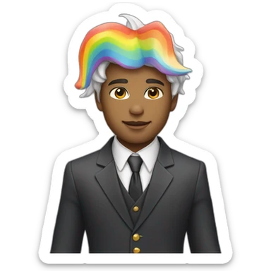 Posh-boy-with-suit-and-rainbow-unicorn-hat sticker