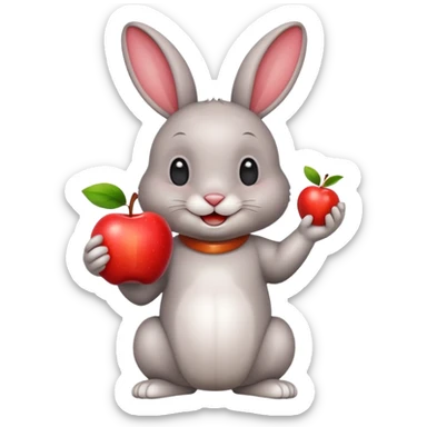 Happy rabbit same apple emoji  sticker