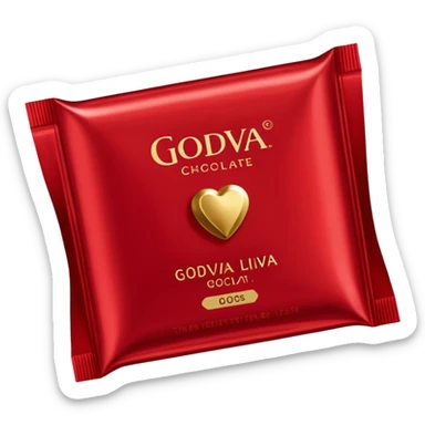 Godiva chocolate packet that is red sticker