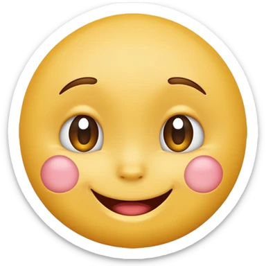 Emoji, yellow round smiling face, shy expression sticker