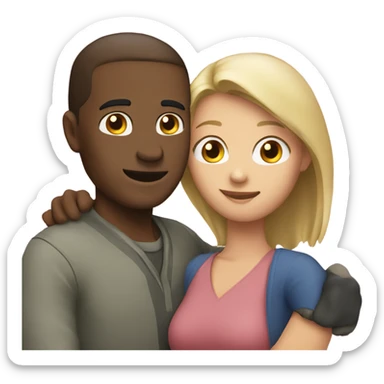 A man and Caucasian two women hugging sticker