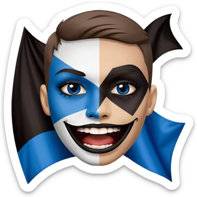 Blue white HSV Emoji bites black St. pauli flag with Rhombus  sticker