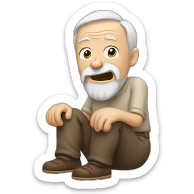 Pooping old man sticker