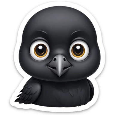 really cute adorable baby crow massive cute eyes little beak sticker