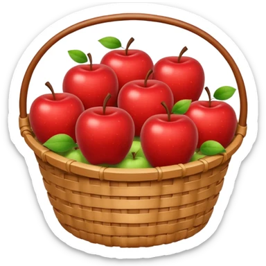 cozy basket of apples after apple picking ghibli style png sticker