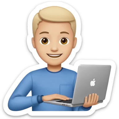 smiling person joining a team with tools or a laptop, symbolizing active participation and contribution sticker