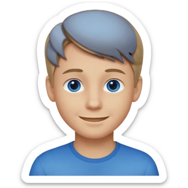 A smiling boy with really dark blonde hair sticker