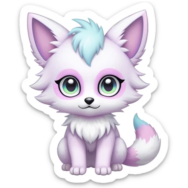 Kawaii pastel edgy colorful ethereal anthro fursona Fakemon sticker
