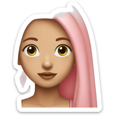 pretty girl with green eyes pink long hair and brown eyebrows sticker
