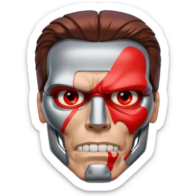 half face metal Terminator Arnold Schwarzenegger Red eyed  sticker