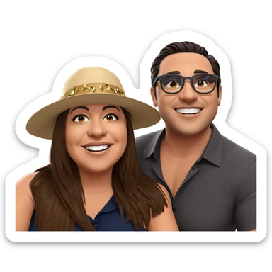 happy couple with accessories sticker