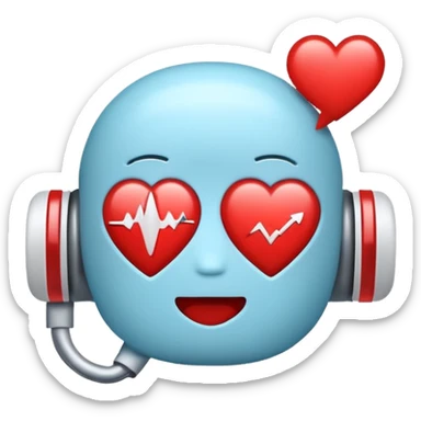 Medical chatbot logo emoji, speech bubble + heartbeat, minimal, friendly, professional sticker