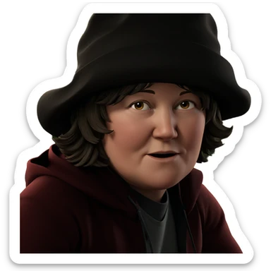 boy in hat looking at viewer sticker