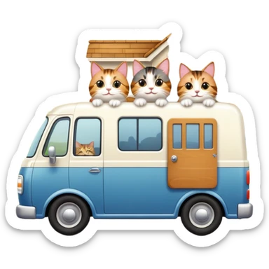 two cats in a moving van waving goodbye to their old house sticker
