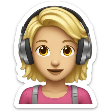 blonde girl wearing headphones sticker
