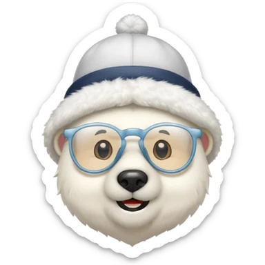  polar bear wearing glasses and a hat sticker