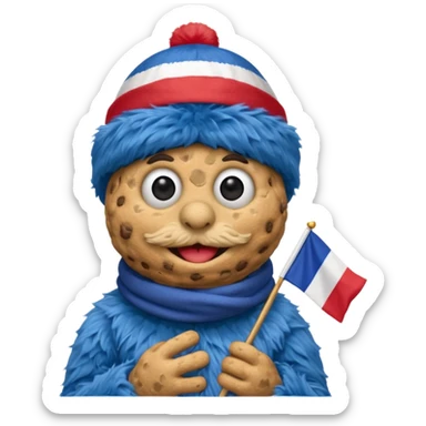 cookie monster with french flag sticker