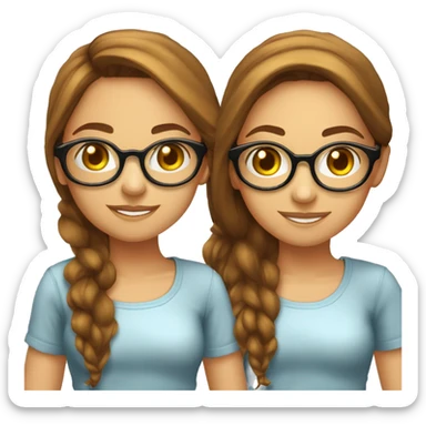 Fille chatain clair cheveux longs lunettes ronde  yeux marrons sticker