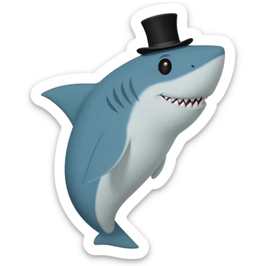 Shark with a top hat sticker
