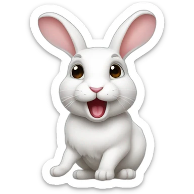 Rabbit combined with the tongue sticking out and slightly tilted head sticker