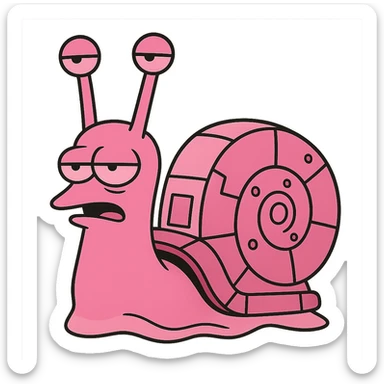 flat toon style pink robot snail sticker