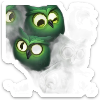 black and green owl facepamling sticker