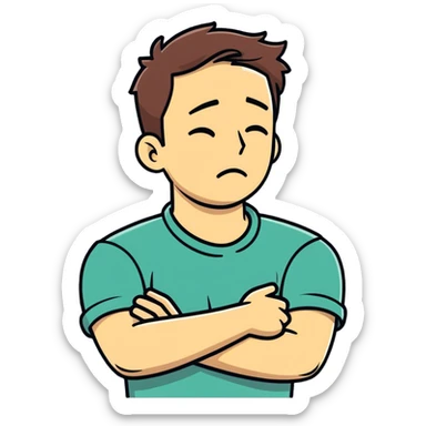 arms crossed holding neck crying guy sticker