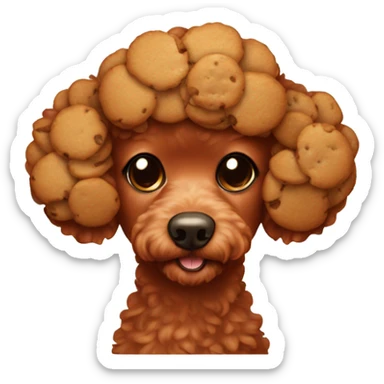 Cute red poodle with cookies all in beige colors sticker