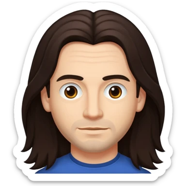 James Shaffer (b.1970) with long dark brown hair sticker