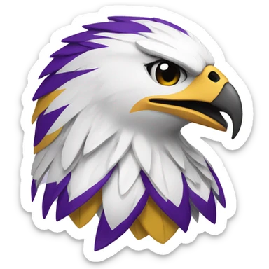 white hawk mascot with purple and gold sticker