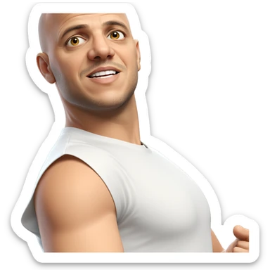 bald male in white shirt sticker