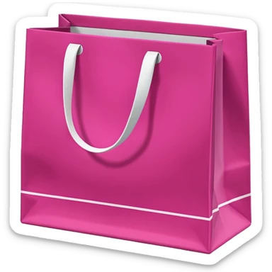 Fuchsia pink paper bag with white handles, repeating DRUNI  in light pink and a large vertical 'DRUNI' in bold white letters in the center, iOS emoji style, shiny and realistic. sticker