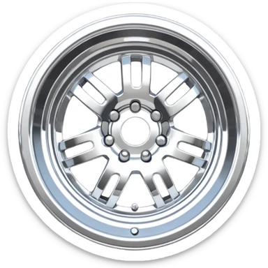 Emoji of a polished chrome rim with deep dish style and subtle reflections sticker