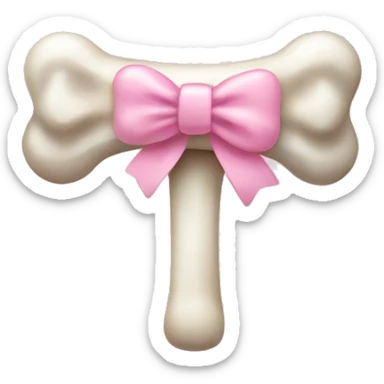 Dog bone with light pink bow on it sticker