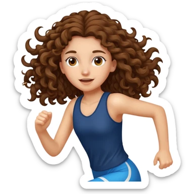 curly long girl running sticker
