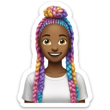 Girl with grillz and colorful box braids  sticker