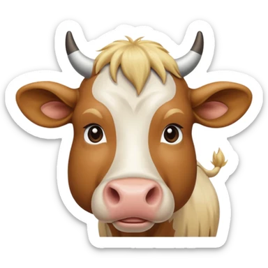 cow with long blonde hair sticker