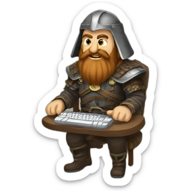 gimli-playing-computer sticker