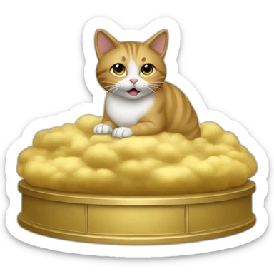 cat secretary sitting on top of the gold cloud sticker