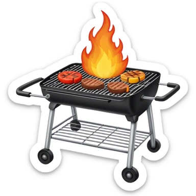 Grill for a barbecue with fire  sticker